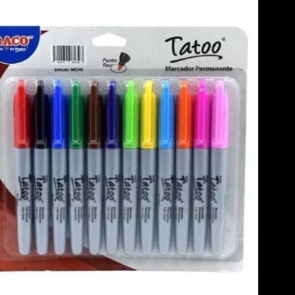 MARCADOR PERM. DELG. TATTO P.F. BLISTER C12 COL.SURTIDOS